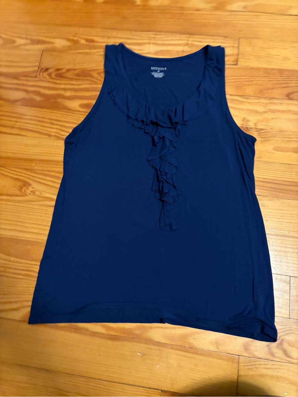Merona Navy Sleeveless Ruffle-Front Tank